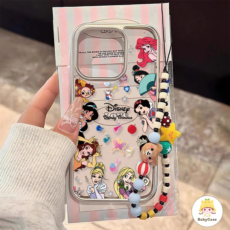 คอลเลคชั่นเจ้าหญิงแสนสวยผีเสื้อชวน สร้อยข้อมือกรอบไฟฟ้า เคสIPhone 11 16 13 15 12 14 Pro Max 7 8 15 Plus X XS XR MAX SE