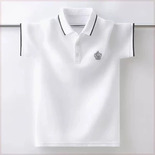 2-12ปีธรรมดา ยู นิสซ์ แฟชั่นเสื้อคอปกสําหรับเด็กสบายๆอย่างเป็นทางการโปโลสไตล์เกาหลีผ้ารังผึ้งแขนสั้นสําหรับเด็กผู