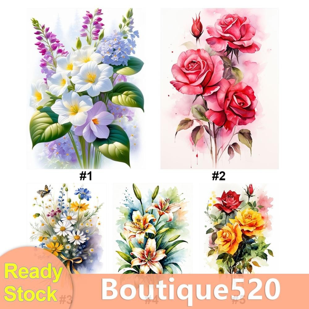 เย็บปักถักร้อยเต็มรูปแบบ Eco-ด้ายฝ้าย 11CT พิมพ์ดอกไม้ชุดปักครอสติสศิลปะ [boutique520.th]