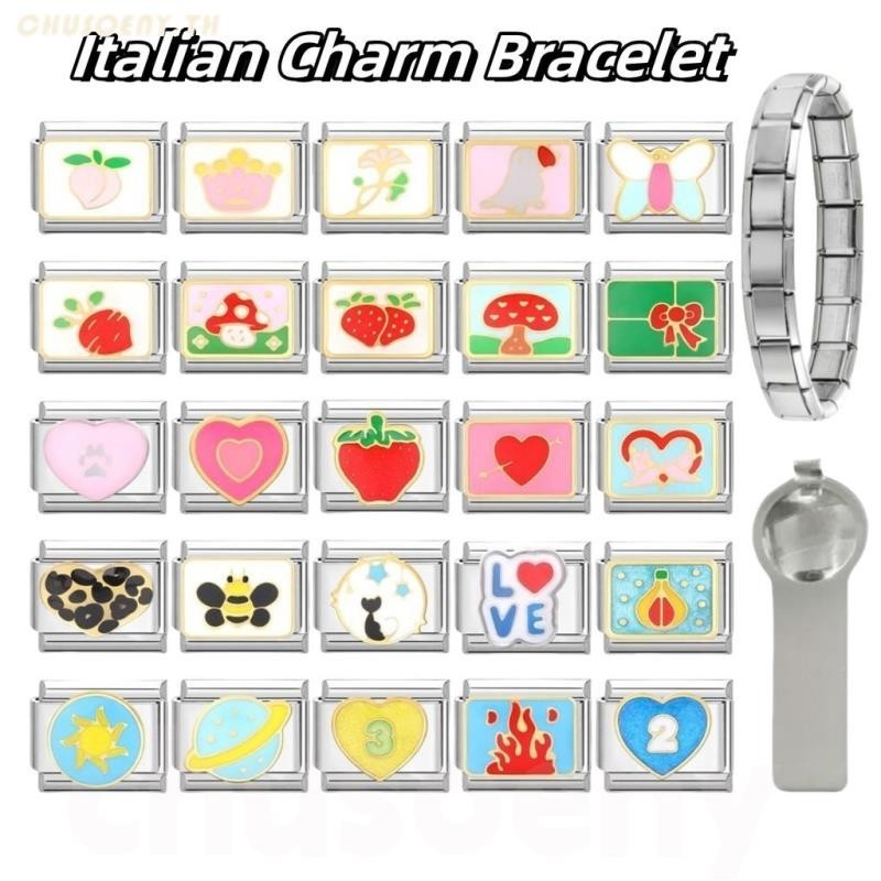 ยอดนิยม Love Unicorn Fruit Dopamine Italian Charm Links Fit สร้อยข้อมือสแตนเลส 9 มม. ทําเครื่องประดับ