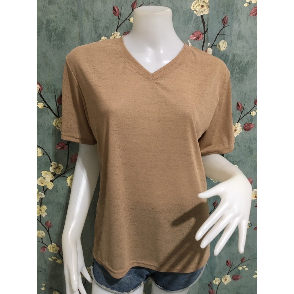 เสื้อยืดผ้าสลาฟ สีพื้น คอวี เสื้อผ้าแฟชั่น สีสดใส ฟรีไซส์42-46นิ้วใส่ได้ค่ะ รุ่น11