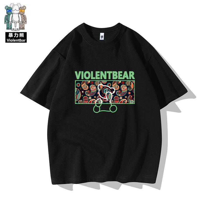 [พร้อมส่ง][Violent Bear] official upgrade 250 grams of heavy คอกลม oversize S-5XL สีดำ เกาหลี
