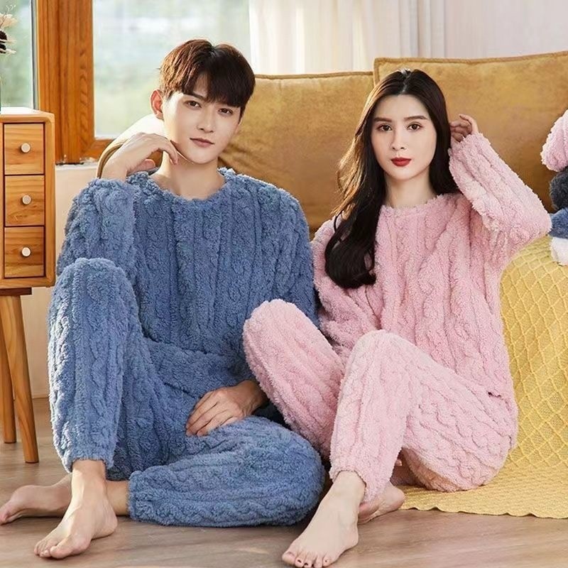 ฤดูใบไม้ร่วงผู้หญิง Warm 2 ชิ้นชุด Thicken กํามะหยี่ Ribbed ขนแกะชุด Pullover และกางเกงผู้หญิง Casual ชุดนอนชุด