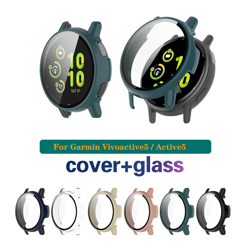 Garmin Vivoactive 5 Hard PC เกราะป้องกันฟิล์มนิรภัยสําหรับ Garmin Active 5 ป้องกันหน้าจอฝาครอบป้องกัน