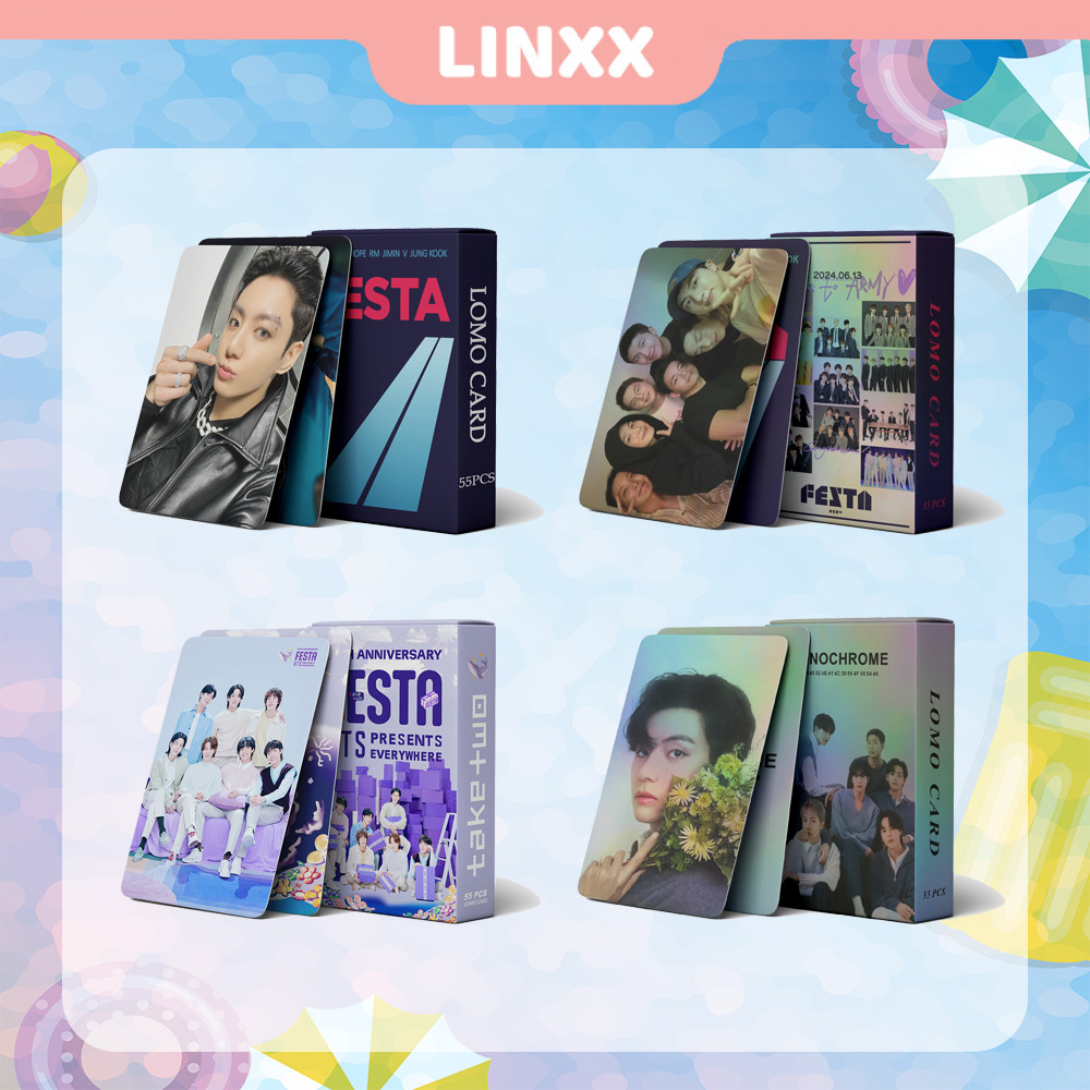 Linxx 55 ชิ้น BT-S 2024 Festa MONOCHROME อัลบั้ม Lomo Card Kpop Photocard โปสการ์ด Festa 10Th ANNIVERSARY Series