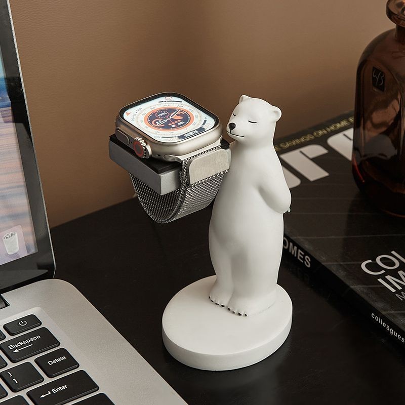 ꕥ-ꕥCreative Polar Bear Watch Stand Table Decoration Storage Rack