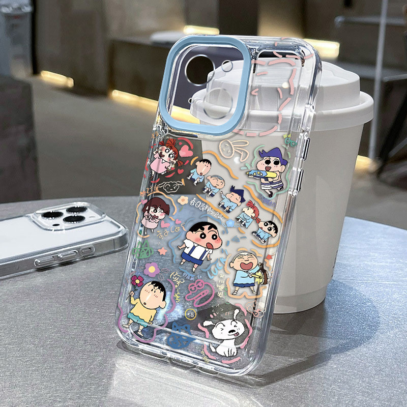 สีสัน Graffiti Crayon Shin Chan เคสโทรศัพท์สําหรับ IPhone 15 14 13 12 11 Pro X XR XS MAX 7/8 Plus Se2020 คุณภาพสูงเคสโทรศัพท์