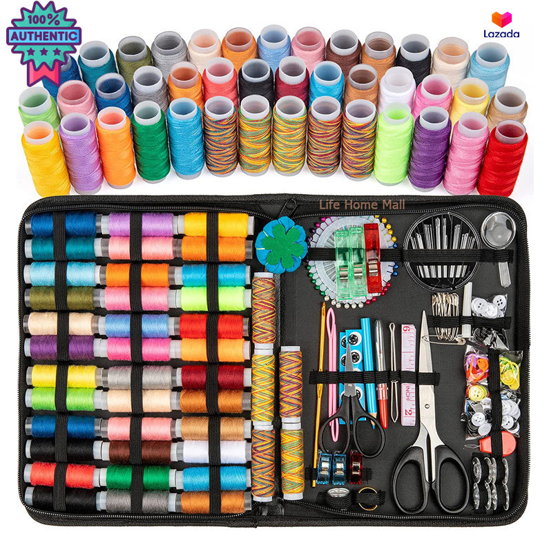 กล่องเครื่องมือเย็ผ้า 206 Pieces Black Sewing Kit Home Travel Sewing Kit Sewing Set  with storage ba