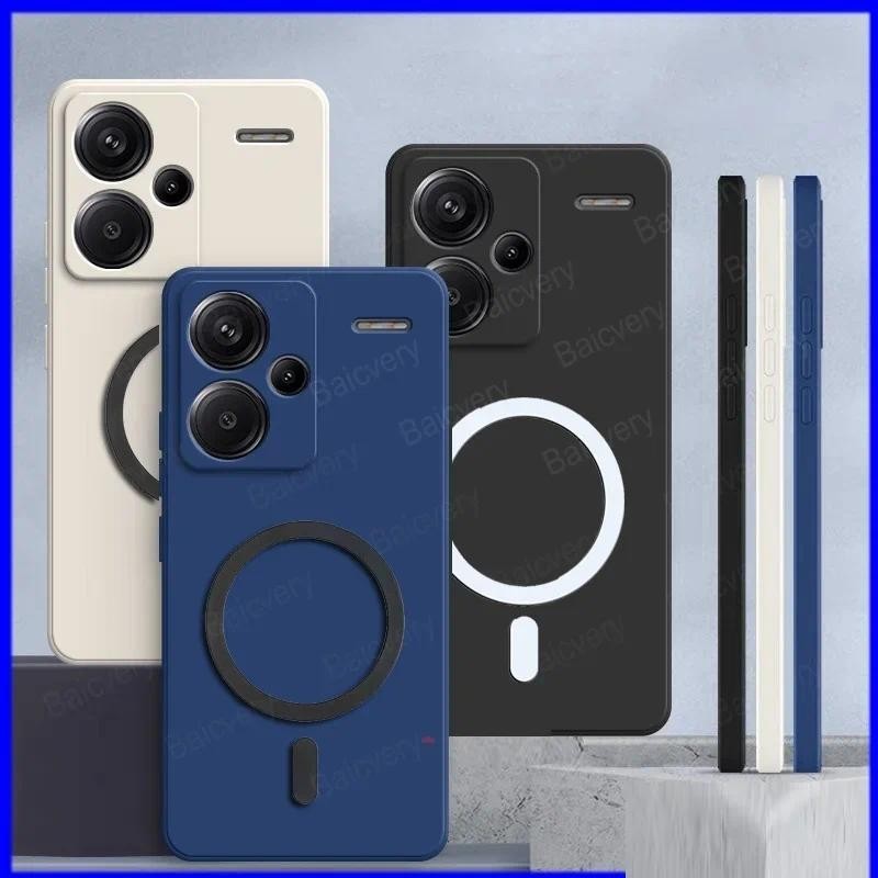 ปลอกสําหรับ Xiaomi Redmi Note 13 Pro + Plus 5G ฝาครอบเคลือบสีสันสดใสพร้อมสติกเกอร์แม่เหล็ก