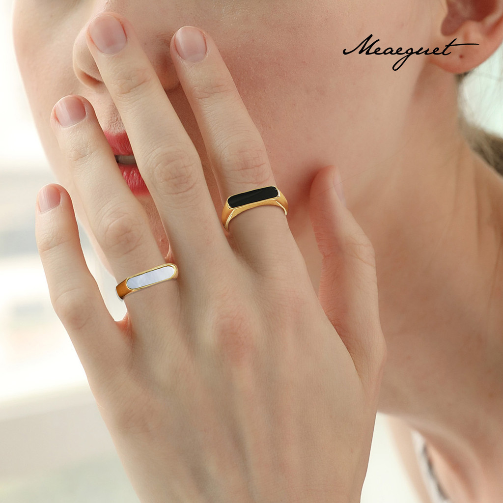 Meaeguet Chunky Gold Shell แหวนผู้หญิง,18K Gold Plated Dome Band แหวน Cool Finger แหวนขนาด 6-10