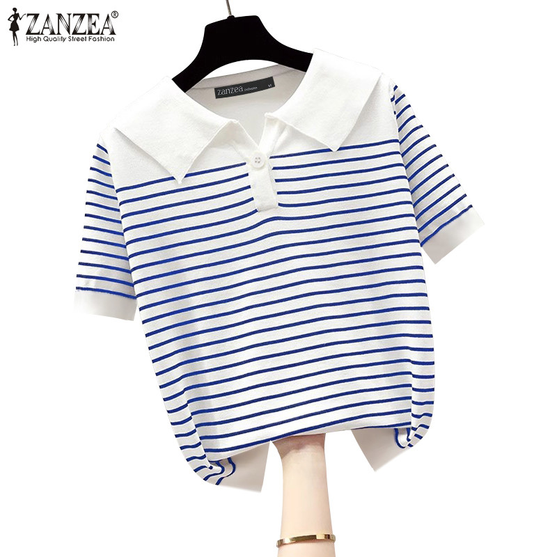 Zanzea เสื้อยืดแขนสั้นทรงหลวมลําลองสําหรับผู้หญิงเกาหลี