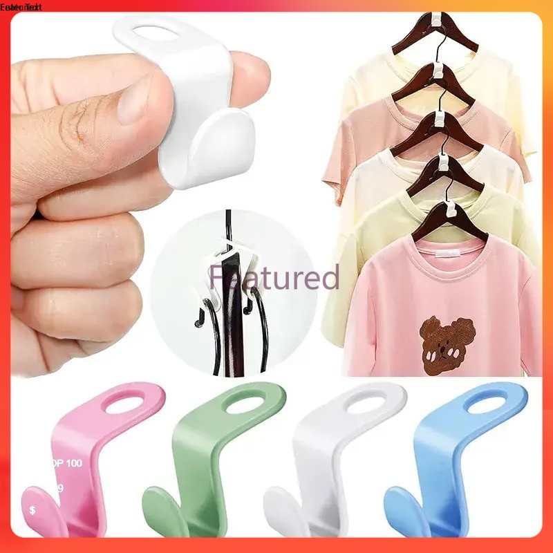 Featured ตะขอแขวนเสื้อผ้า ประหยัดพื้นที่ ตะขอพลาสติกขนาดเล็ก 10 ชิ้น