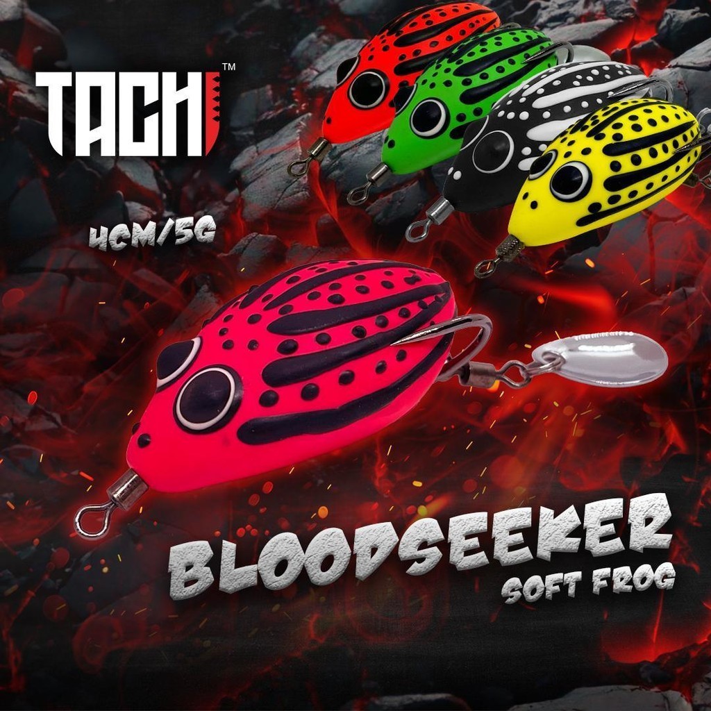 Tachi BLOODSEEKER กบนุ่ม 4 ซม./5g Top Water Lure Snakehead Killer เหยื่อตกปลาลอยน้ํา Umpan Katak หล่