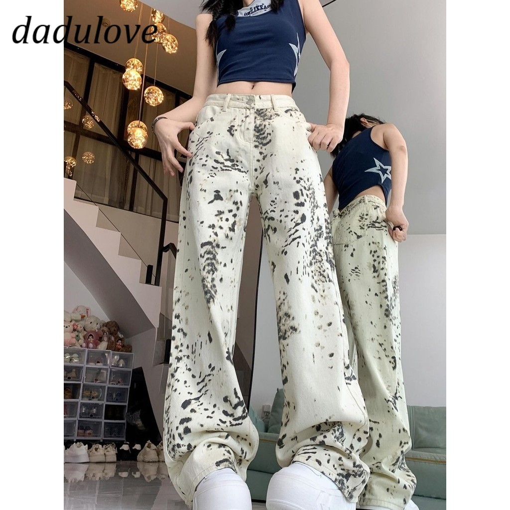 DaDulove New American Ins High Street Hip Hop Jeans Niche High Waist Loose Wide Leg Pants Large Size Trousers