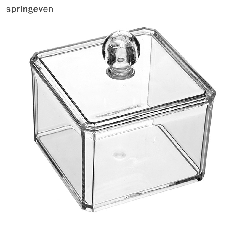 [springeven] กล่องเก็บของอะคริลิควางซ้อนกันได้กันฝุ่นแต่งหน้าสําลีแผ่นสําลีตู้สก์ท็อปเครื่องสําอางเครื่องประดับกรณีออแกไนเซอร์สต็อกใหม