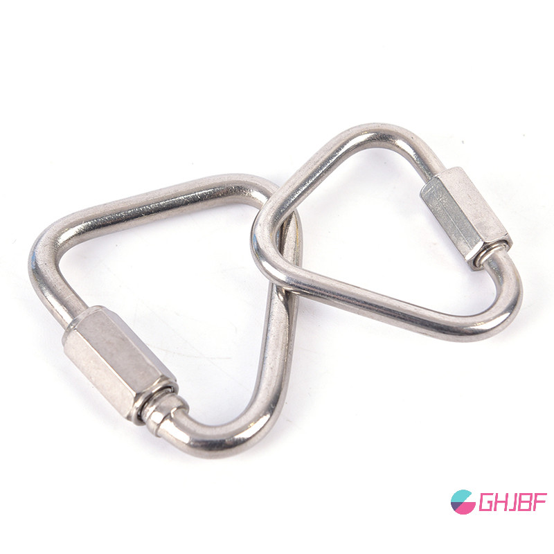 Ghjbf] Triangle Carabiner สแตนเลสสตีลพวงกุญแจ Snap Clip Hook Buckle Screw Lock ศเดิมนนคอเต่า