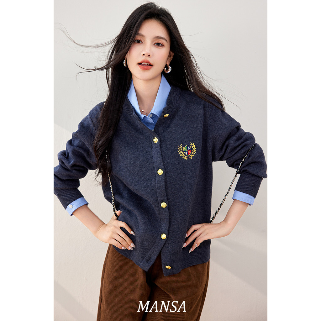 MANSA preppy knit sweater เสื้อผ้าแฟชั่นผู้หญิง เสื้อสเวตเตอร์ถัก คาร์ดิแกน