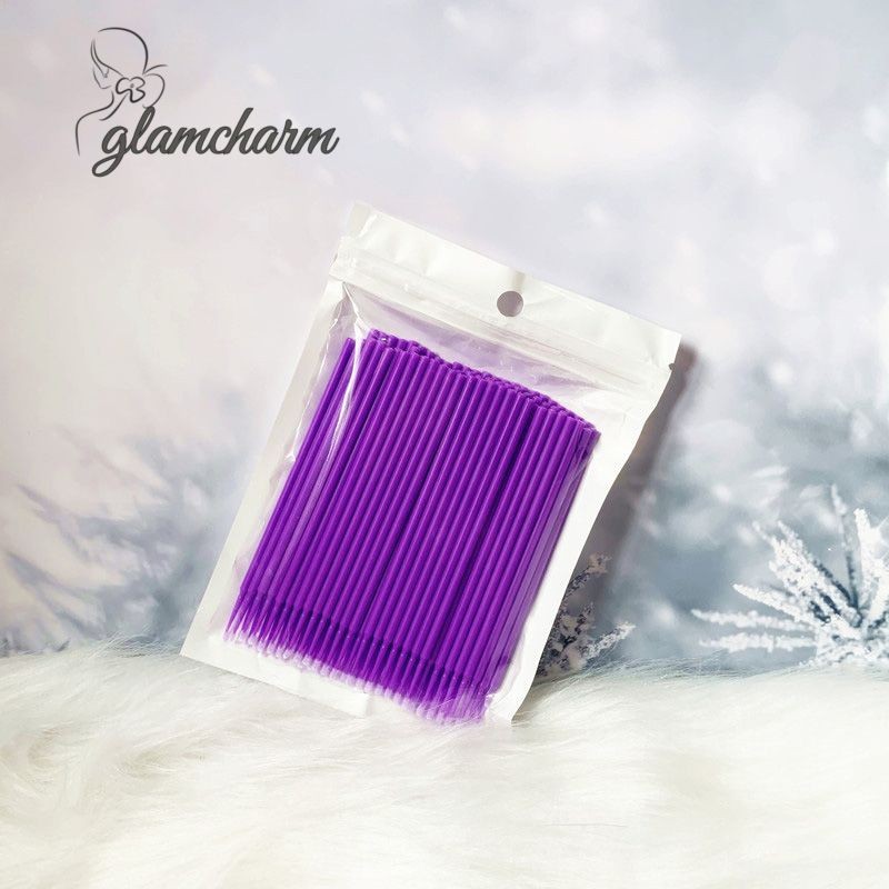 glamcharm100pcs Eyelash Grafting ทันตกรรม Micro แปรงทิ้งฆ่าเชื้อทําความสะอาดฟัน Applicator