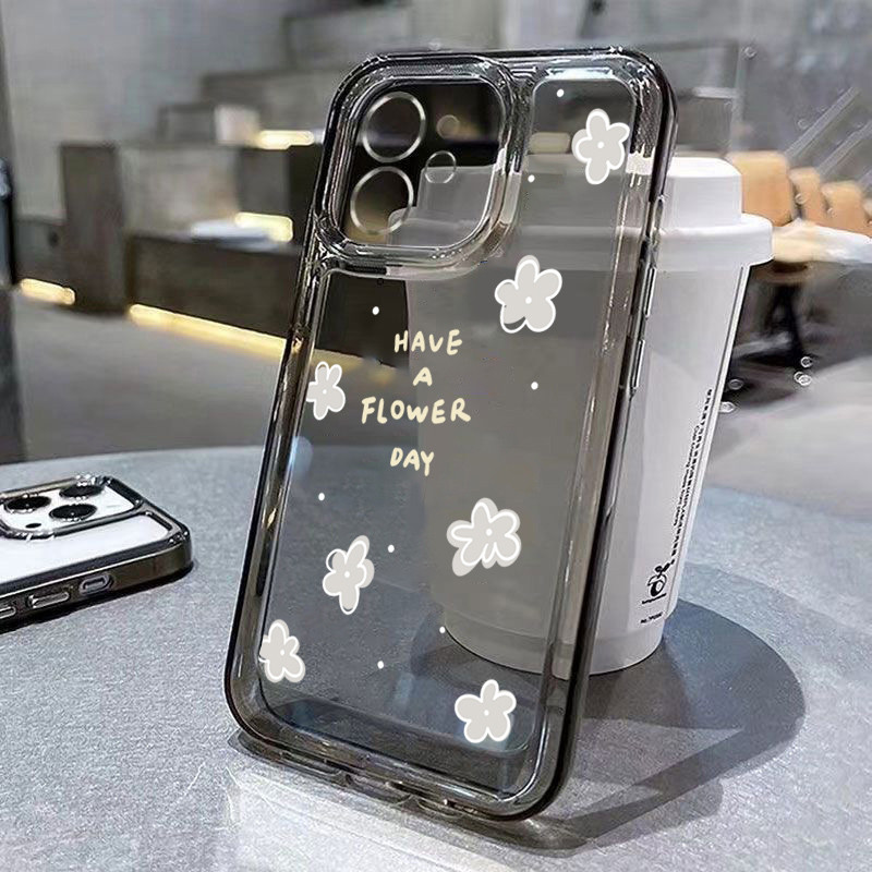 ดอกไม้วันเคสโทรศัพท์สําหรับiphone 16 15 14 13 12 11 Pro Max XR X XS Max 14 15 7 8 Plus SE 2020 Miniสีขาวดอกไม้Love Heartนุ่มโปร่งใสป้องกันกล้อง