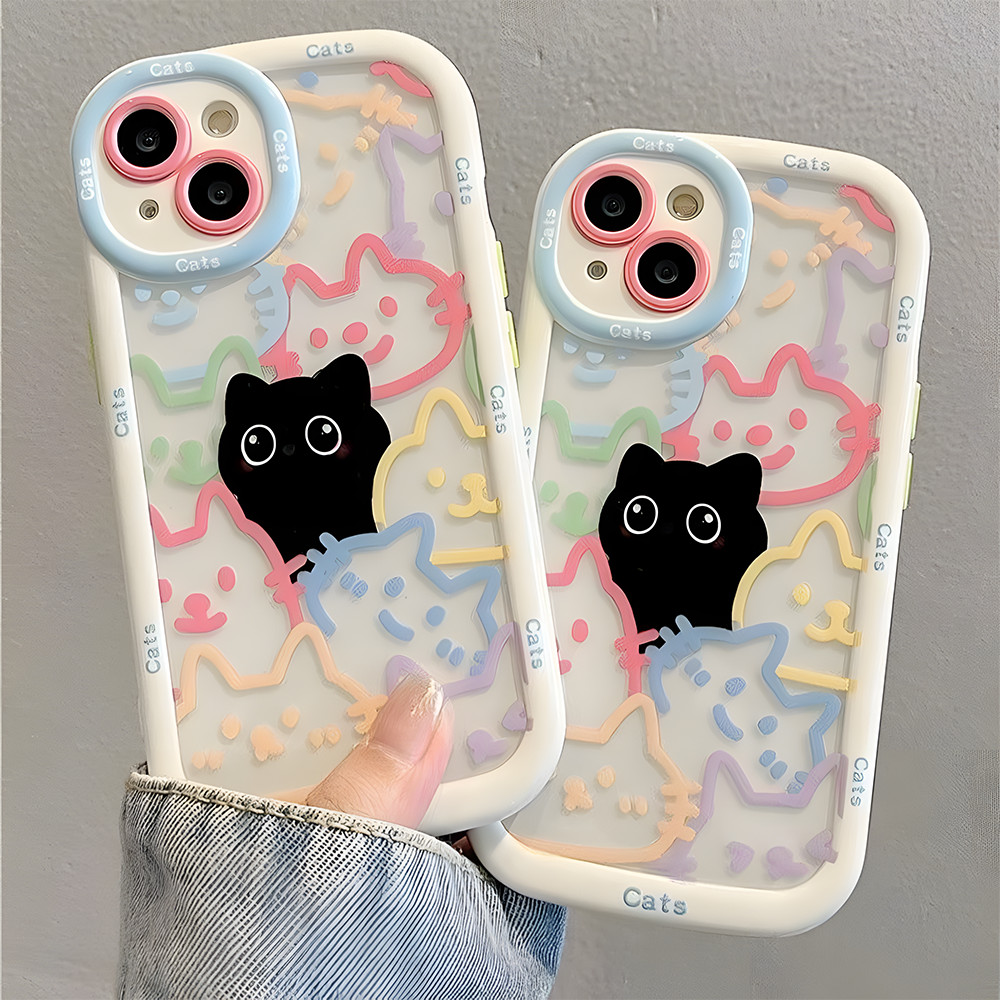 เคสโทรศัพท์มือถือ for iPhone 11 13 12 15 14 16 Pro Max 6 7 8 Plus X XR XS Max เส้นด้ายขนนกไหลมายาแสงทำให้หมาด ๆ