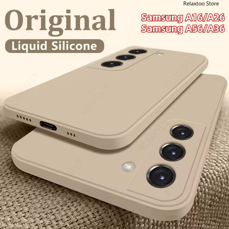 SAMSUNG ซิลิโคนเหลวเคสโทรศัพท์สําหรับSamsung Galaxy A06 A16 A26 A36 A56 56 SamsungA56 S24 S25 FE S24FE S25FE 5Gคู่นุ่มTPUกันชนกันกระแทกเคสโทรศัพท์ปกป้องปกหลัง