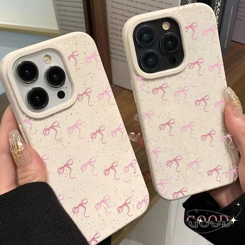 Good ส่งจากไทย พท์มือถือนิ่ม เคสไอโฟน กันกระแทก สําหรับ โบว์สีชมพูน่ารัก IP17 16 14 13 12 11Promax 7 8 Plus X XR XSMax