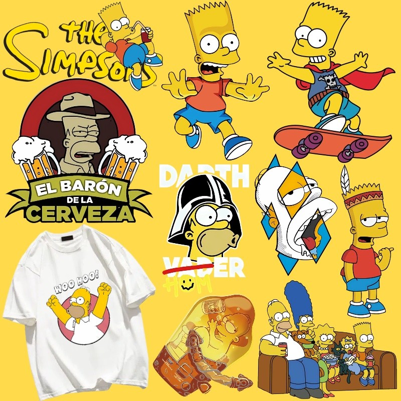 Simpson แฟชั่นสติกเกอร์พิมพ์ Hot Transfer พิมพ์ผ้าสติกเกอร์สติกเกอร์ล้างทําความสะอาดได้สติกเกอร์ผ้าตกแต่ง