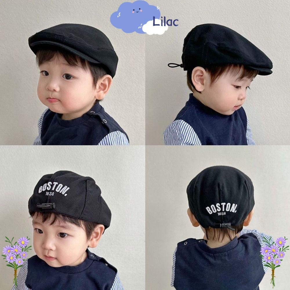 Lilacs หมวกเบเร่ต์เด็ก หมวกเด็กผ้ายีนส์ย้อนยุคผ้าฝ้ายสีทึบระบายอากาศและปรับได้