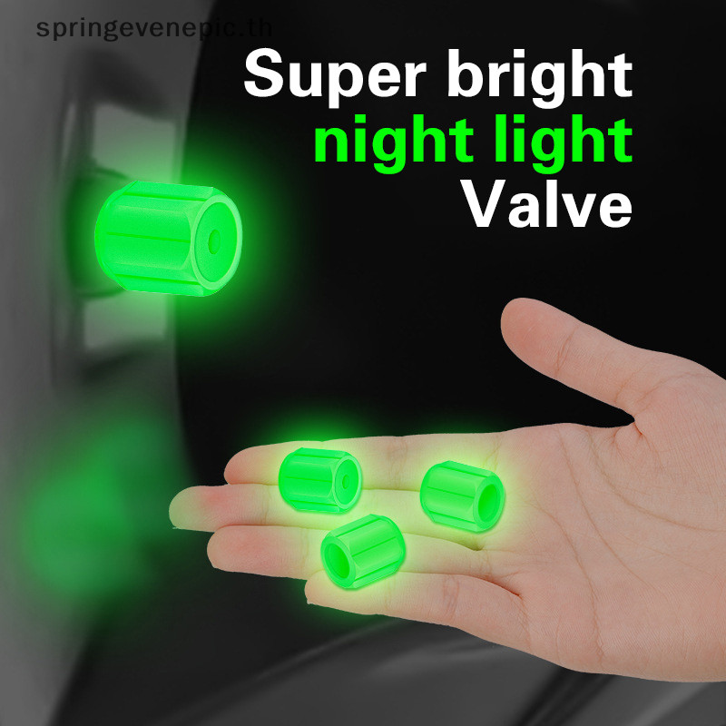 Springevenepic 4 PC Luminous ยางวาล์วหมวกสําหรับรถยนต์รถจักรยานยนต์จักรยานล้อ Hub เครื่องมือจัดแต่งทรงผม Glow In Dark วาล์ว Stem Air ฝุ่นขอบอุปกรณ์เสริมใหม่