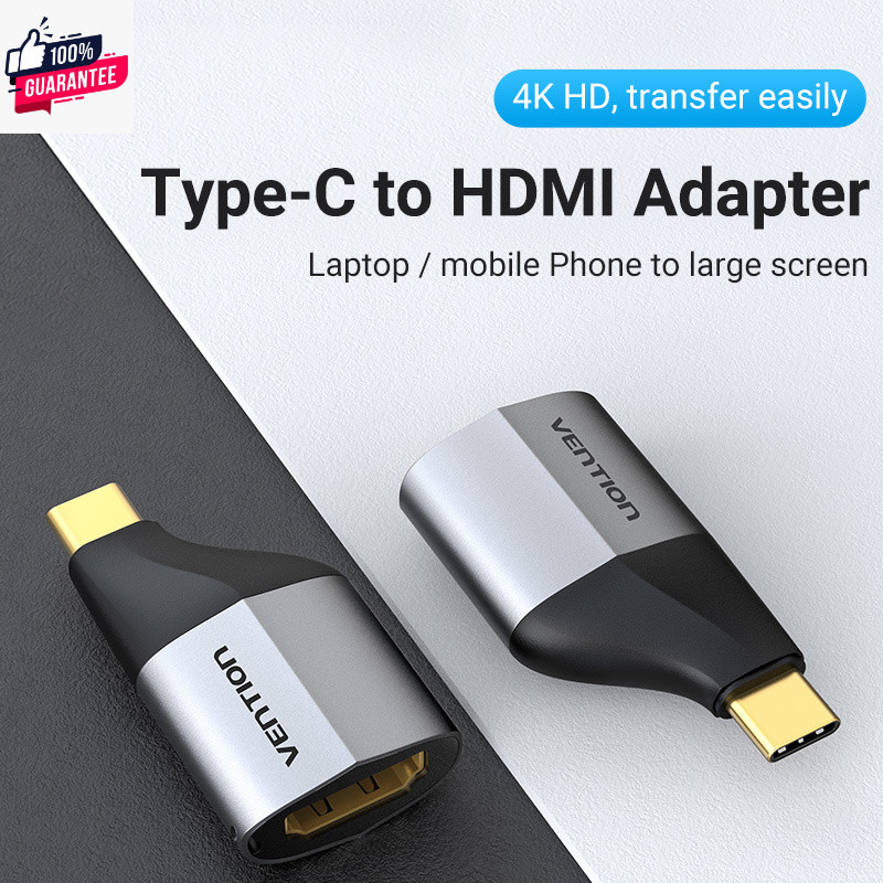 Vention Type C Male to HDMI Female Adapter Gray Aluminum Alloy Type 4K/60Hz หัวแปลง USB-C เป็น HDMI 