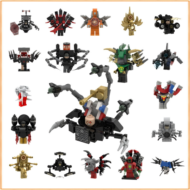 ใช้งานร่วมกับ Lego Skibidi ห้องน้ํา Minifigures Titan TV Man ลําโพง Man Monitor ตัวเลขอาคารบล็อกของเล่นเพื่อการศึกษาสําหรับเด็ก