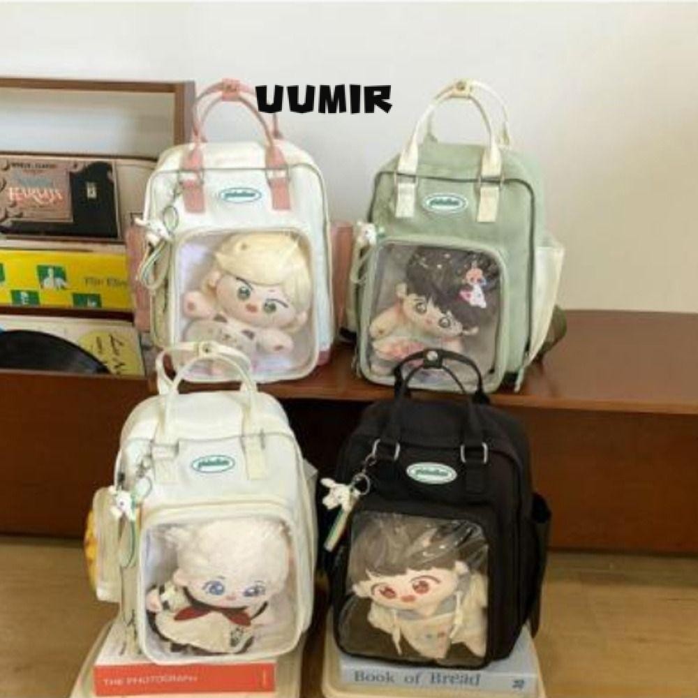 UUMIR กระเป๋าเป้สะพายหลัง, กระเป๋าถือใสฮาราจูกุความจุขนาดใหญ่, ของขวัญสร้างสรรค์กระเป๋าสะพาย PVC ไนลอนแบบใช้ซ้ําได้ Travel