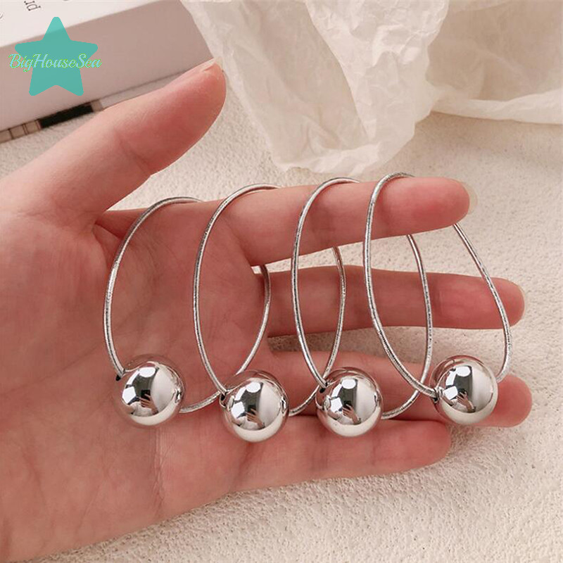 [BigHouseSea] 1pc Silver Round Ball ยางรัดแฟชั่นผมหางม้า Headwear ยืดหยุ่นสูงทนทาน Headrope ผม DIY อุปกรณ์เสริมใหม่
