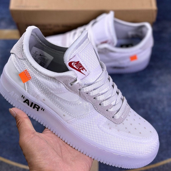 Off White X Nike Air Force 1 Low AIR FORCE NO.1รองเท้าผ้าใบบาสเก็ตบอลคุณภาพสูง