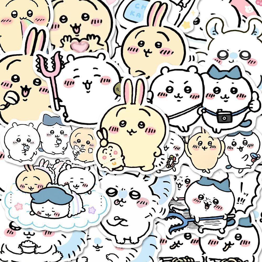 Chikawa Chiikawa Chiikawa สติ๊กเกอร์คู่มือโทรศัพท์มือถือสติ๊กเกอร์ diy กันน้ํา (ภาพถ่าย 50 ภาพถ่ายฟร