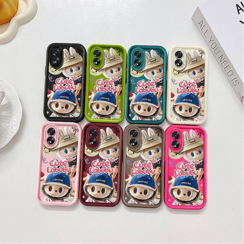 น่ารัก LABUBUคนรักสําหรับOPPO A57 4G 2022 A53 4G 2020 A7 A5S A79 A93 A94 F11 Reno 4 Reno 5F Realme C20 C11 C21Y C25Y Monstersหมวกฤดูใบไม้ร่วงเคสโทรศัพท์
