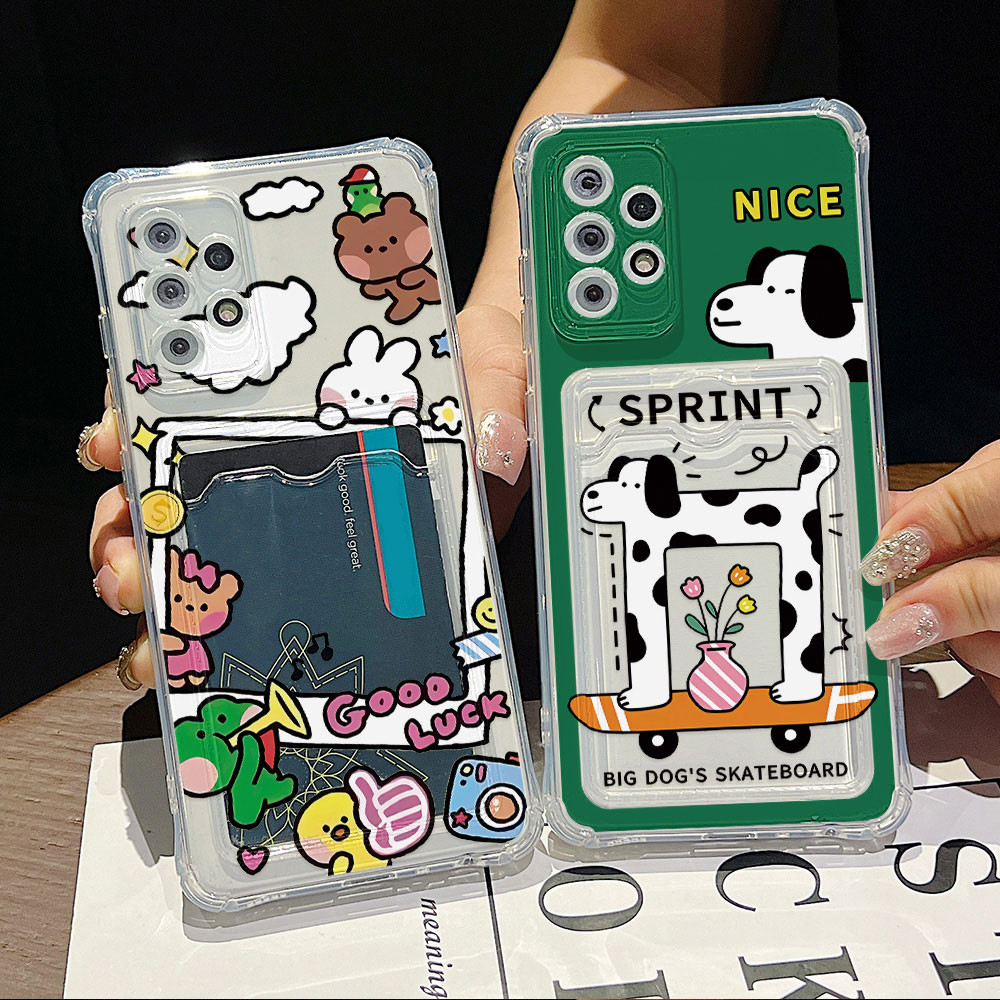 TPUที่ใส่บัตรเคส For Samsung A73 A72 A71 A55 5G A54 A52s A34 A05S A05 A12 A15 A35 A33 A32 A25 A13 A53 A24 A23 A22 A14