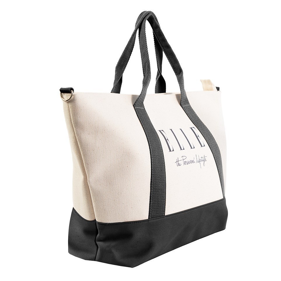ELLE  กระเป๋าสะพายใบใหญ่ ผ้า CANVAS ติดซิป มีให้เลือก 2 สี รุ่น H8H008
