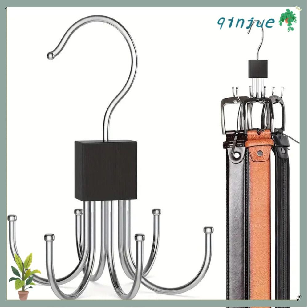 ตะขอตู้เสื้อผ้า PRINTLI, ที่แขวนไม้อเนกประสงค์, อุปกรณ์จัดเก็บเข็มขัดแบบหมุนได้หกกรงเล็บที่ทนทานไร้ร่องรอย