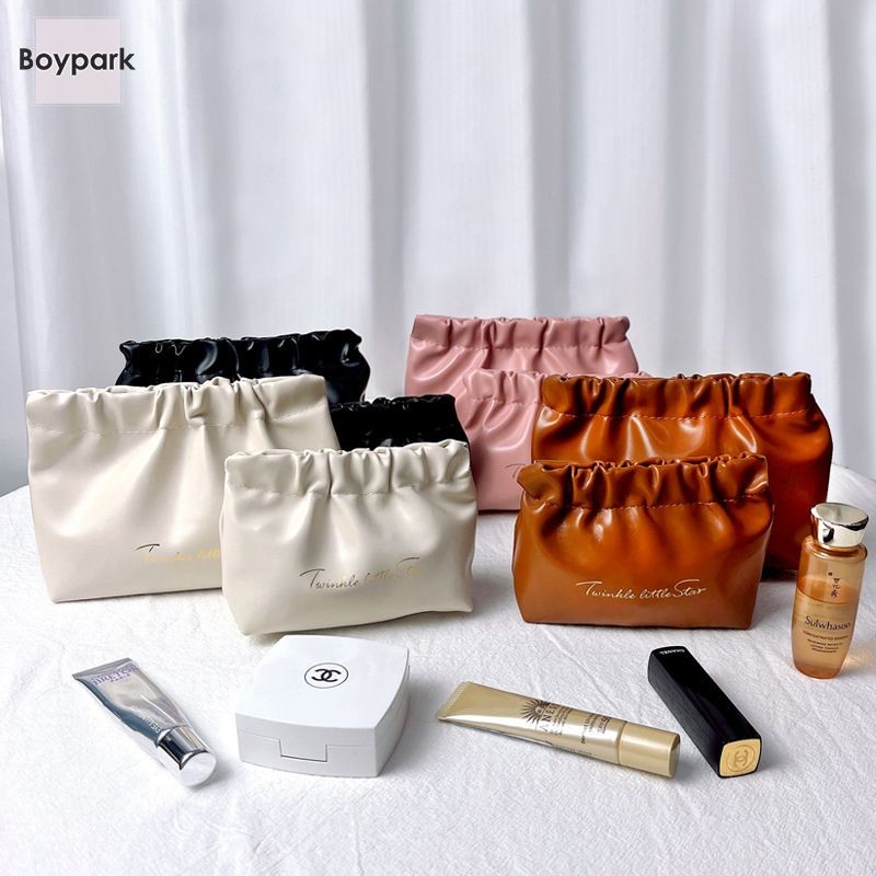 BY.thPortable Pleated Storage Bag ลิปสติก Cosmetic Bag Women Data Cable Zero Wallet-BY