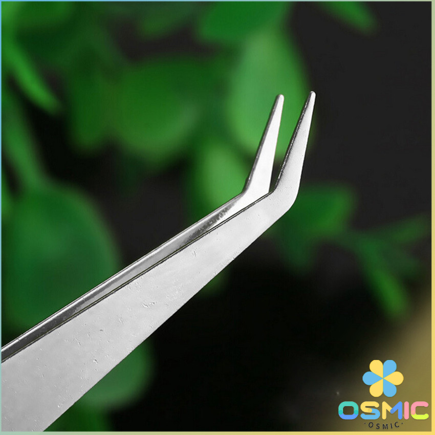 MIC คีบหนีบสแตนเลส คีมหนีบอเนกประสงค์ มี 2 แบบ ปากคีบงอ ปากคีบแหลม  Stainless steel tweezers