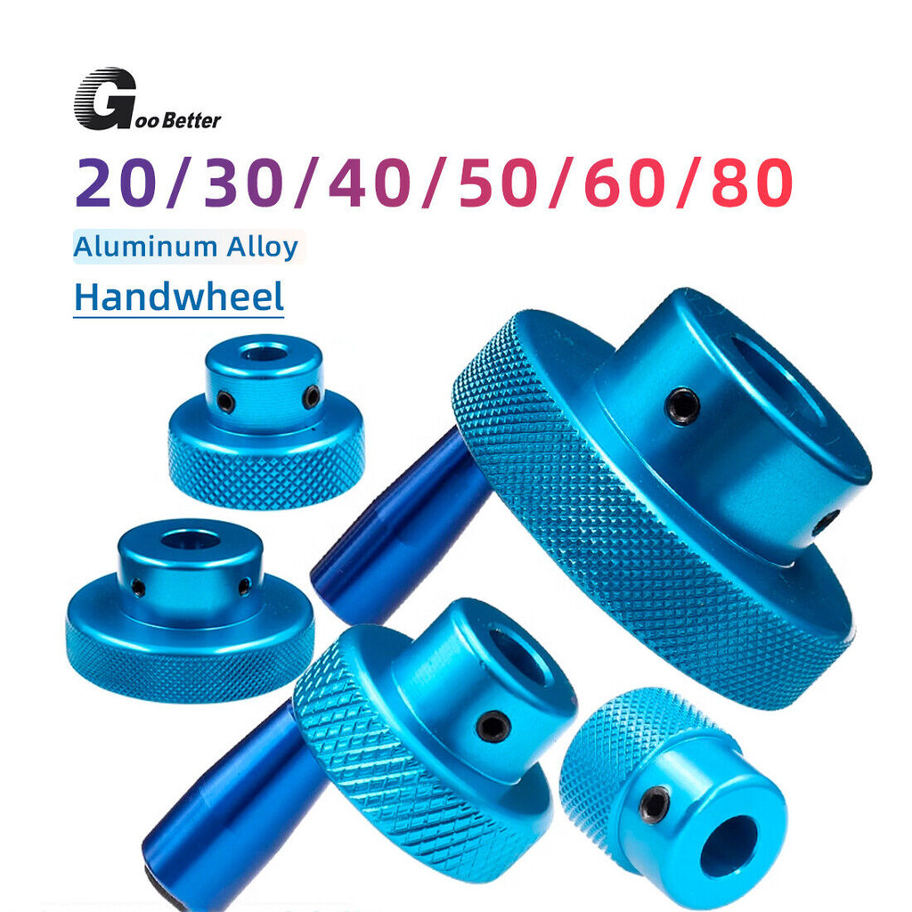 1ชิ้นอลูมิเนียมมือล้อ20/30/40/50/60/80มิลลิเมตรเส้นผ่าศูนย์กลางสําหรับเครื่องกลึงมิลลิ่งเครื่องสีฟ้า