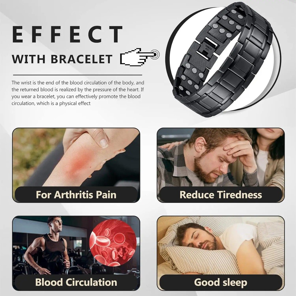 Aradoo สร้อยข้อมือเหล็กไทเทเนียม 3X Ultra Strnth Neodymium แม่เหล็กปรับสุขภาพ Magnetic Therapy Link สร้อยข้อมือ ราคา ถูกที่สุด ดีลบีเคเค แกลเลอรีภาพที่ 6