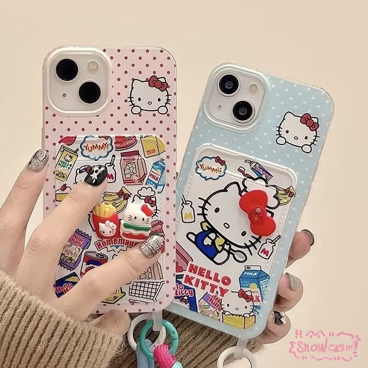 ขนมขบเคี้ยวการ์ตูนน่ารักรูปแบบ Hellokitty เคส iPhone 7Plus 11 15 14 13 12 Pro Max XR XS X Max 7 8 14 15 Plus SE 2020
