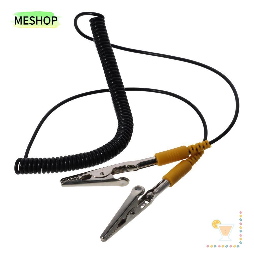 Me สายกราวด์ ESD ป้องกันไฟฟ้าสถิต, PU,Metal 2 มม. สายขด, ยูรีเทนชาย-ถึงหญิงสีดําพร้อมกรงเล็บคลิปจระเข้คู่