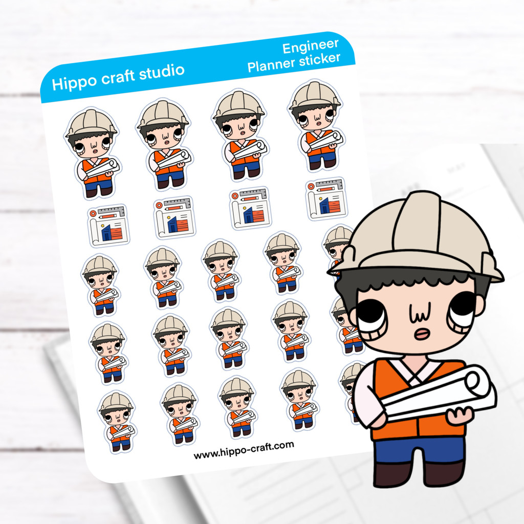 Engineer planner (M) | Doodle sticker sheet สติ๊กเกอร์วิศวกร สไตล์ดูเดิล สีสันสดใส