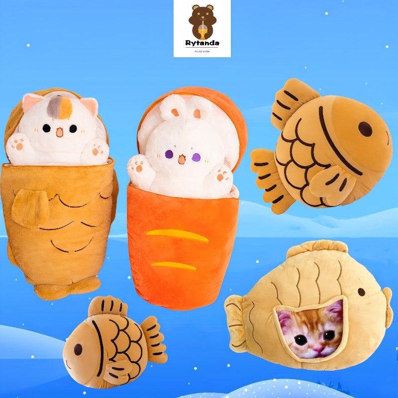 น่ารัก Taiyaki แมวของเล่นตุ๊กตาน่ารักแครอทกระต่ายตุ๊กตาหมอนสนุกกระต่ายซ่อนในแครอทตุ๊กตาของเล่นนุ่มเด็กผ่อนคลายตุ๊กตาตกแต่งห้องนอนตุ๊กตาเด็กสาวของขวัญวัน