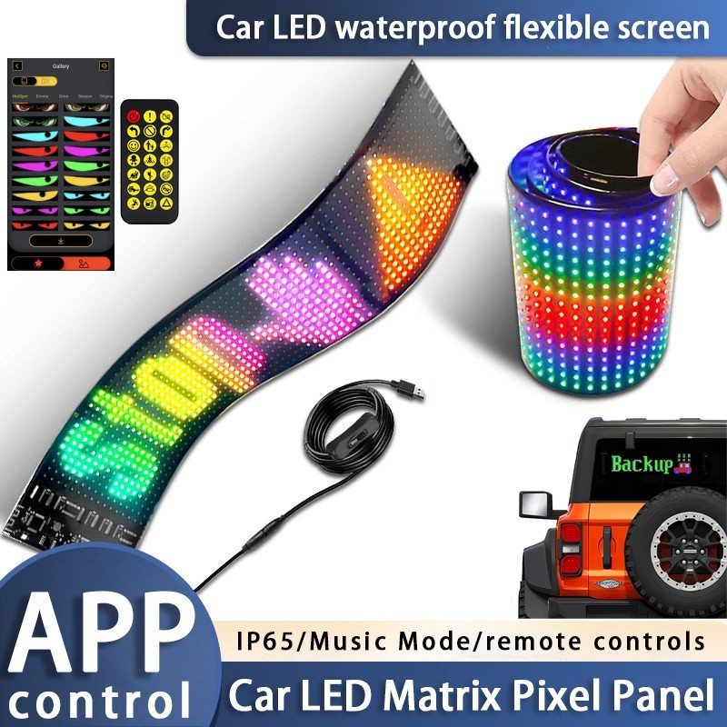 Multilingua DIY รถโปรแกรมแผง LED LED Matrix Pixel แผง, USB 5V Scrolling Bright โฆษณาป้าย LED, ยืดหยุ่นป้ายรถ LED บลูทูธ App ควบคุม