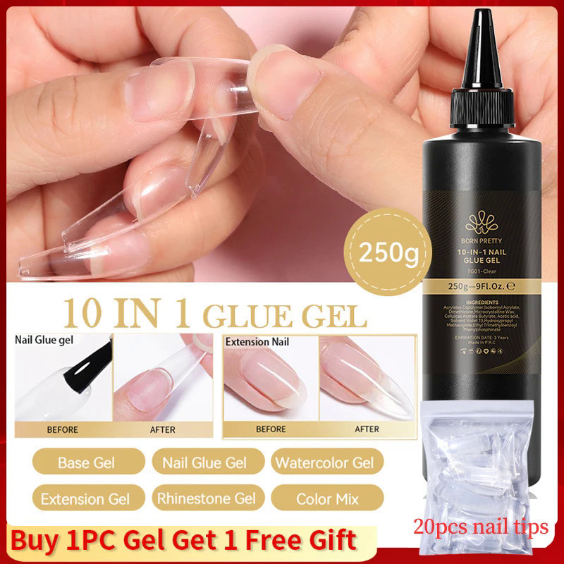 BORN PRETTY 250g 10 in 1 Glue Nail Gel Refilled Package Extension Gel Nail Tips Glue Reinforcement B