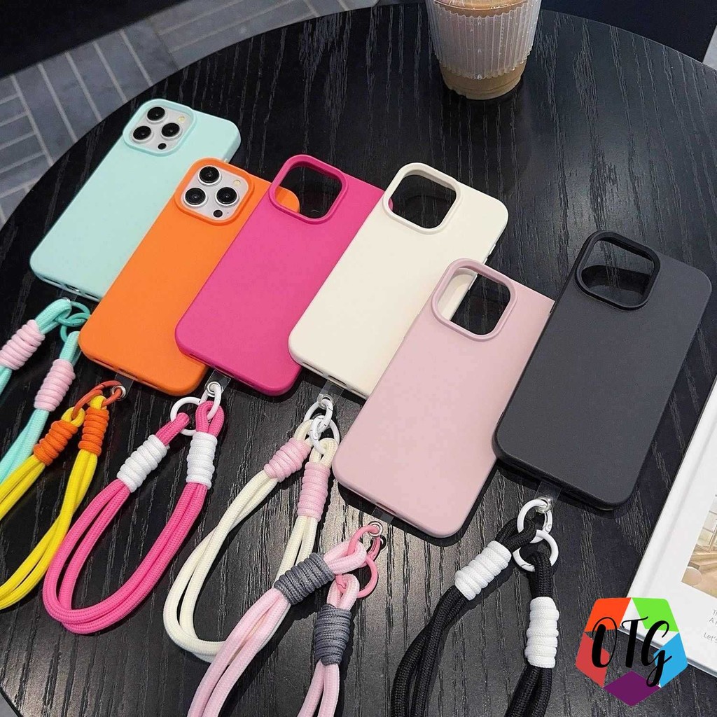 เคสมีสายคล้อง for IPhone 11 15 16 14 12 13 Pro Max XR 15plus เคสสวยรู้สึกได้ถึงผิว อ่อนนุ่ม ลายเสือดาว เรียบง่ายสีทึบเคส